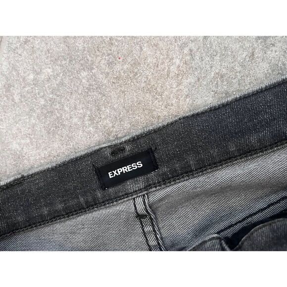 Express High Waisted Gray Side Slit Raw Released Hem Flare stretch Jeans size 10 - Picture 6 of 7